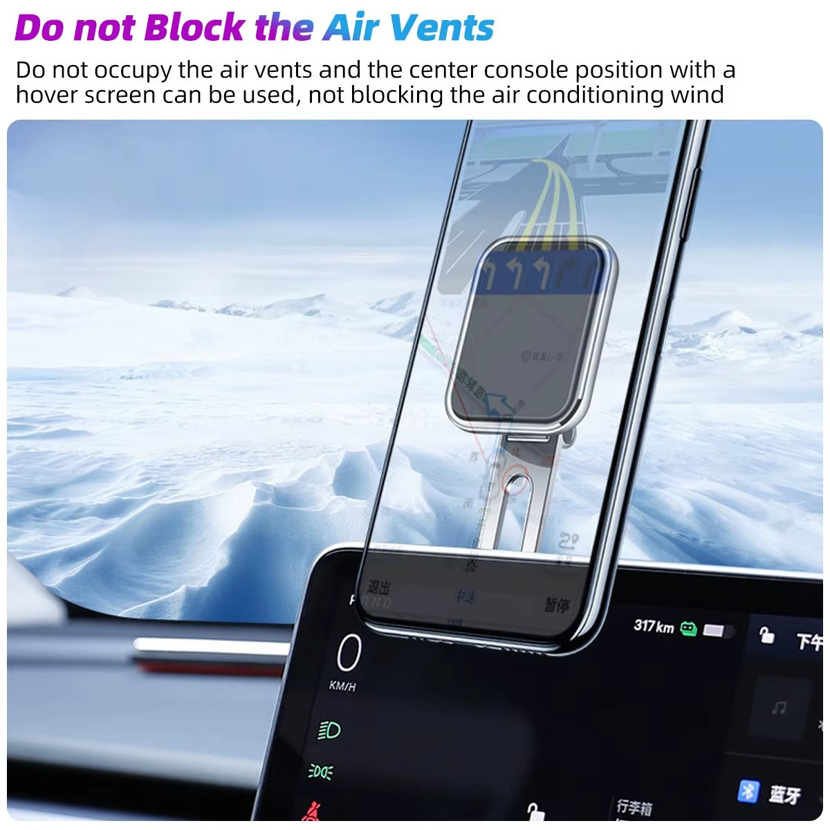 Support Téléphone Voiture Magnétique Invisible en Métal 360°