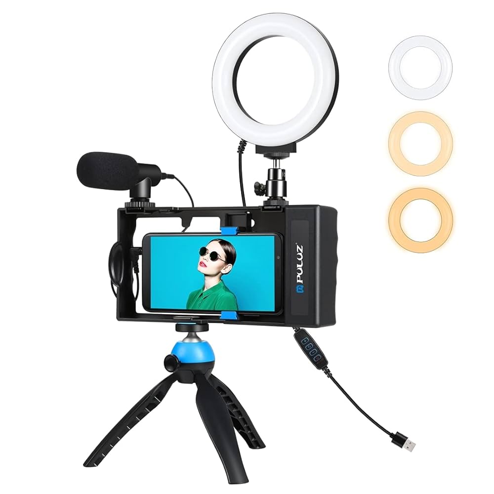 Kit Vidéo 4 en 1 PULUZ avec Ring Light, Microphone et Trépied