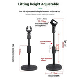 Pied de microphone de bureau réglable en métal