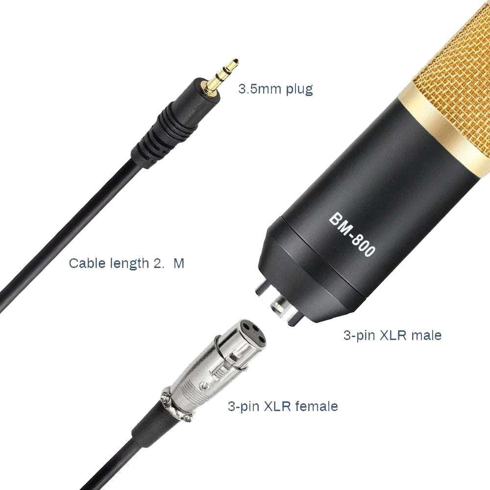 Câble XLR stéréo (2 mètres) de qualité pour Microphone Condensateur