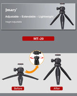 Mini Trépied MT-20 Compact 14 cm avec Rotule 1/4"