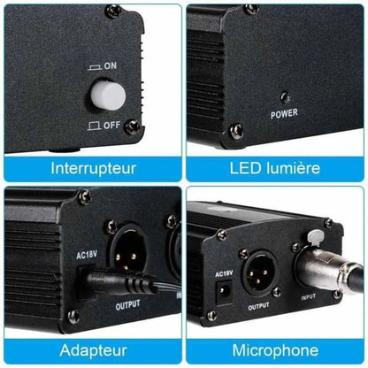 Alimentation Fantôme 48V avec XLR Câble Audio