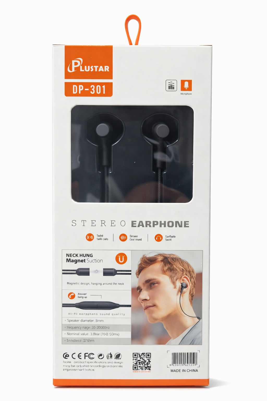 Écouteurs filaires stéréo avec microphone et fixation magnétique