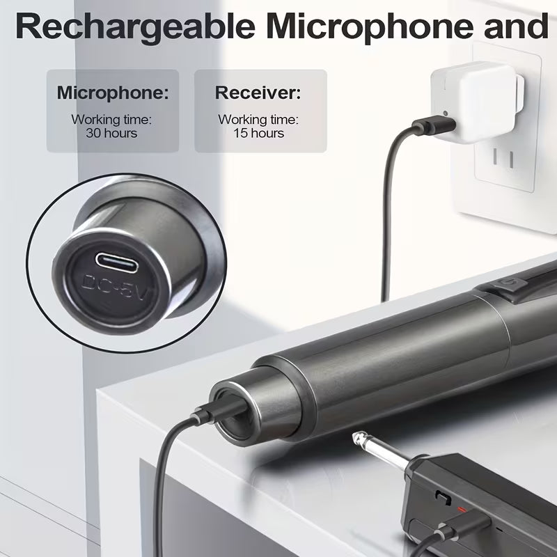 Microphone Sans Fil UHF Double Canal avec Récepteur – Set de 2 Micros