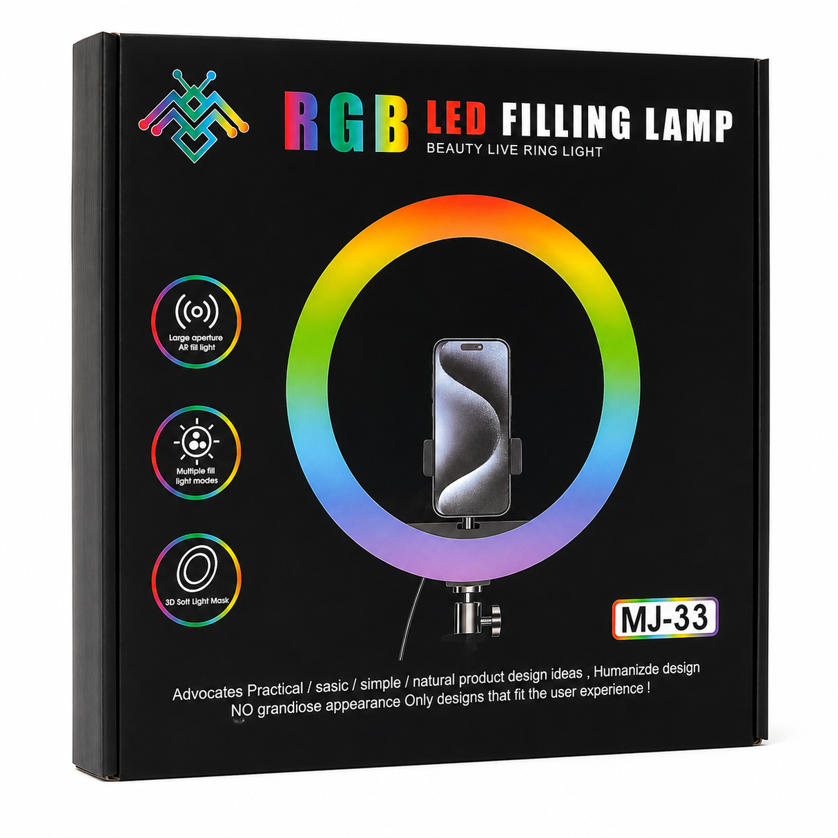 Ring Light RGB 33cm avec Trépied 2m