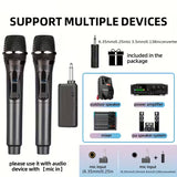 Microphone Sans Fil UHF Double Canal avec Récepteur – Set de 2 Micros