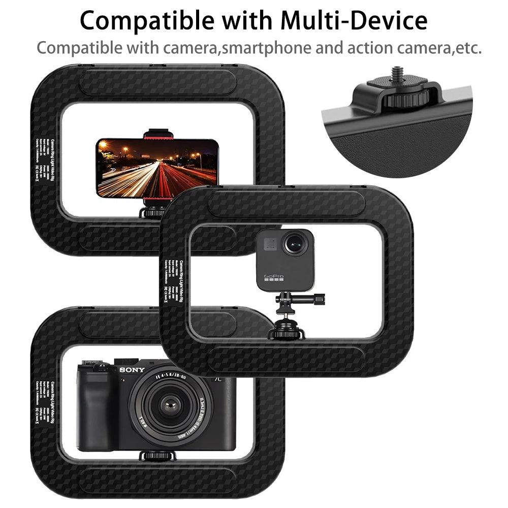 Smartphone Video Rig YM200-RGB avec Anneau Lumineux LED | Stabilisateur Vidéo Professionnel avec Batterie 8000mAh