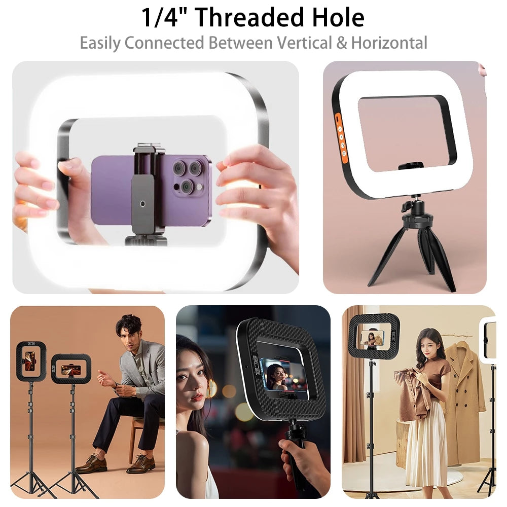 Smartphone Video Rig YM200-RGB avec Anneau Lumineux LED | Stabilisateur Vidéo Professionnel avec Batterie 8000mAh