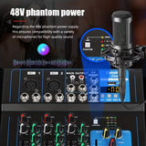 Table de Mixage 4 Canaux USB avec Alimentation Phantom 48V