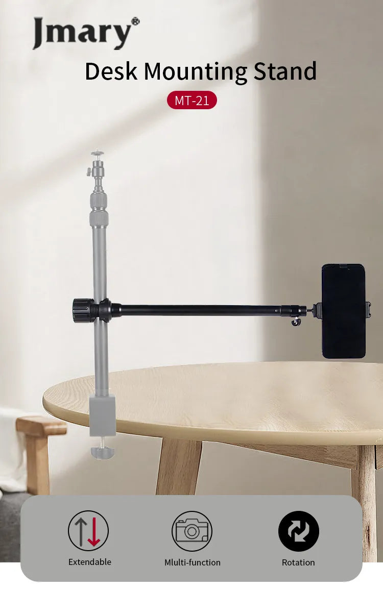 Bras d’extension universel MT-21 avec pince 1/4" pour bureau et trépied