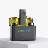 ميكروفون لافاليير لاسلكي Zealsound مع علبة شحن لـ iPhone، كاميرا، أندرويد