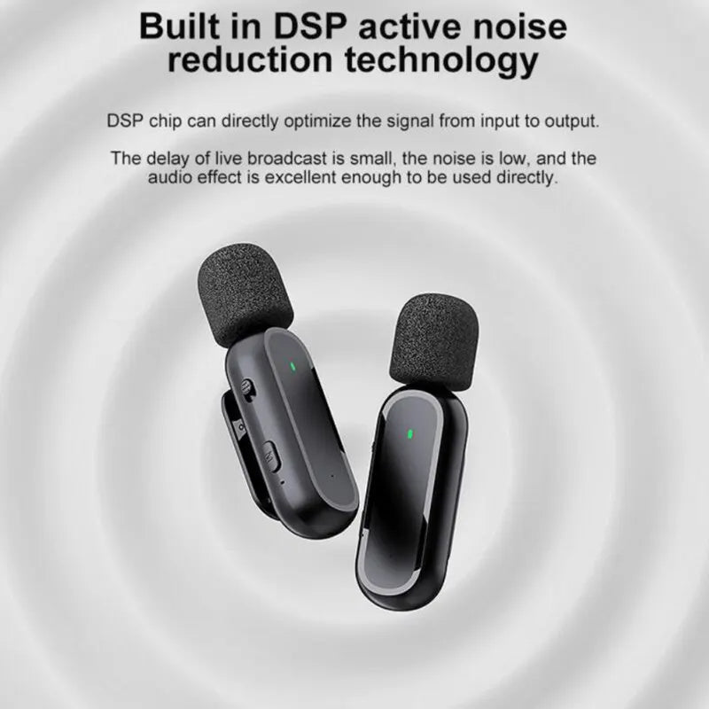 Microphone Lavalier Sans Fil avec Boîtier de Charge - Double Micro pour iPhone