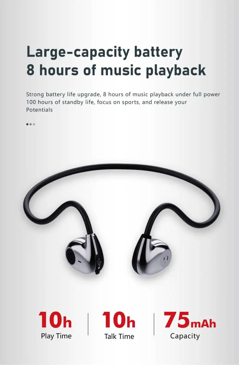 Écouteurs Bluetooth 5.3 TWS à Conduction d'Air – Autonomie 4h, Étanches IPX4