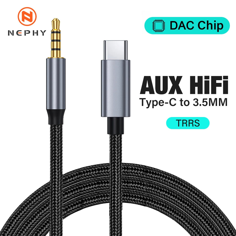 Câble USB-C vers Jack 3.5mm AUX – Adaptateur Audio HiFi Universel pour Casque, Microphone, Voiture, Haut-parleur