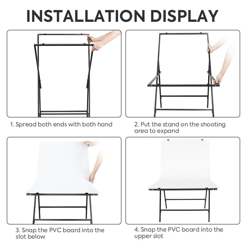 Support d’Arrière-plan Pliable avec Table de Prise de Vue – Fond Blanc pour Photographie Produit