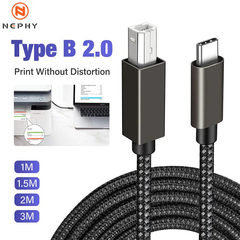 Câble USB Imprimante – Type B mâle vers USB-C / USB-A mâle – 1.5m