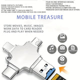 Lecteur de Carte Mémoire Micro SD 4-en-1 – Compatible iPhone, Android, Mac, PC, USB-C & Lightning