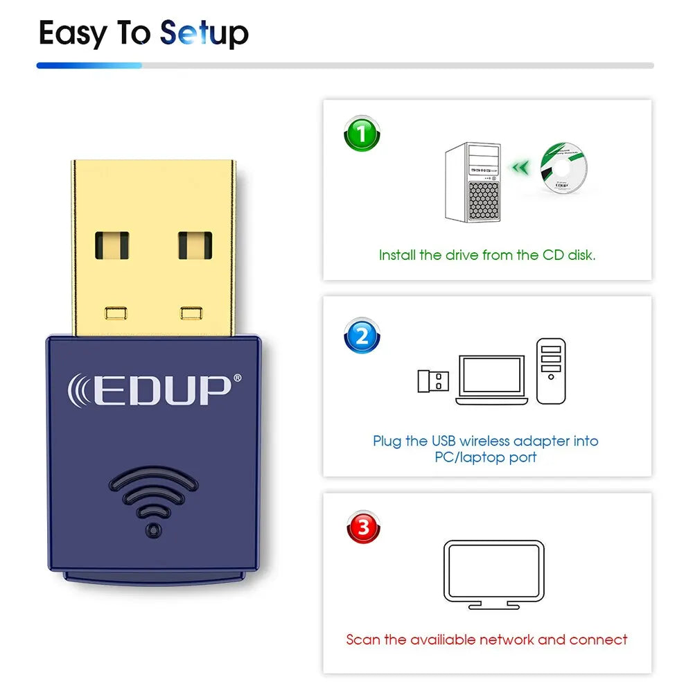 Adaptateur USB EDUP WiFi 150Mbps & Bluetooth