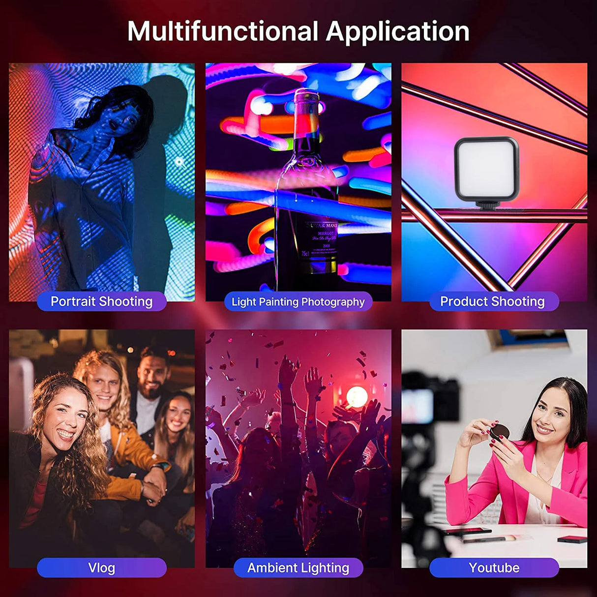 Professional Studio Video Light: CRI 97 + RGB, 2500K ~ 8500K, 3 Cold Shoe Mounts & Diffuser