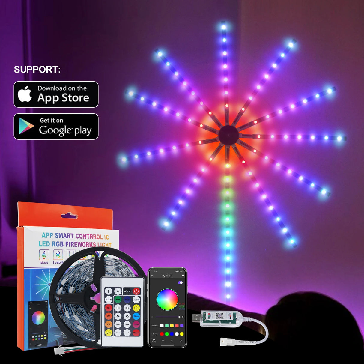 Bande LED RVB Bluetooth 5V USB - Décoration Murale et Ambiance 5M