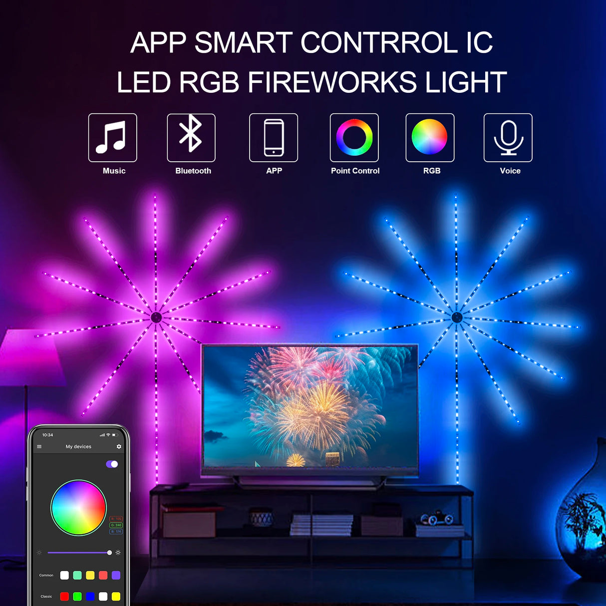 Bande LED RVB Bluetooth 5V USB - Décoration Murale et Ambiance 5M