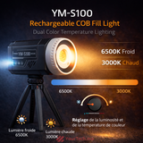 Lumière Photo Portative YM-S100 LED RGB \ Bicolore COB 3200K–6500K