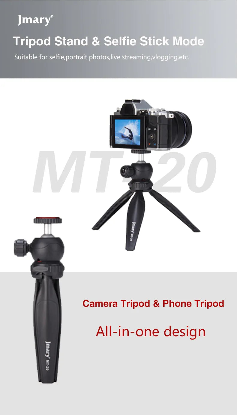 Mini Trépied MT-20 Compact 14 cm avec Rotule 1/4"