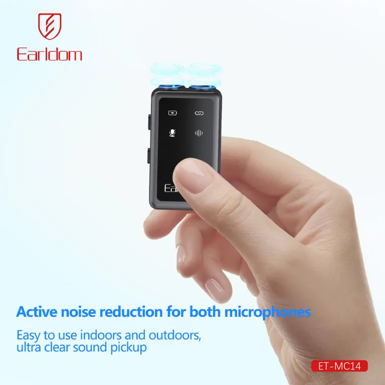 Microphone Sans Fil Earldom ET-MC14 avec Boîtier de Charge Type C et Iphone