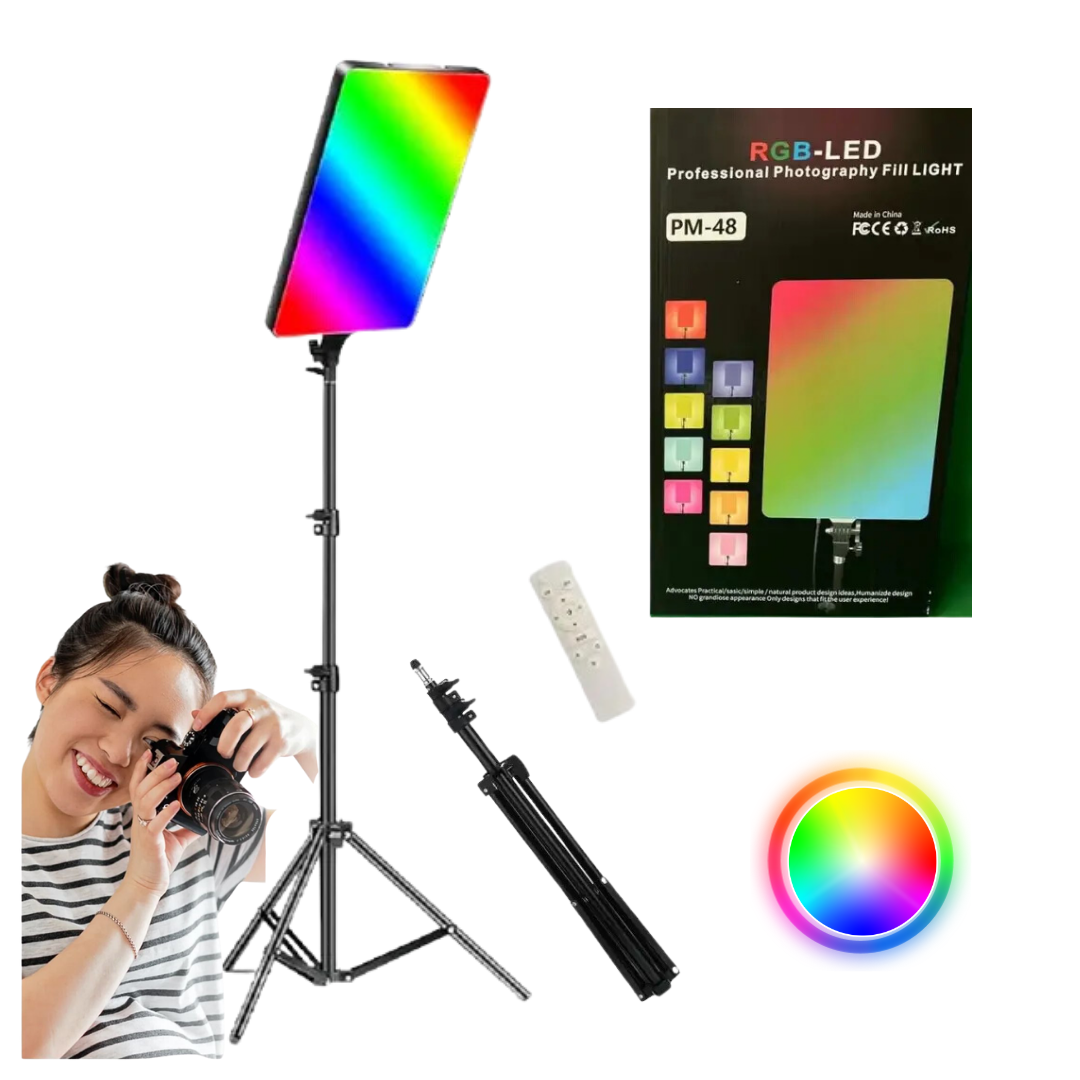 PM-48 – Lampe LED RGB avec Trépied | Éclairage Professionnel Polyvalent