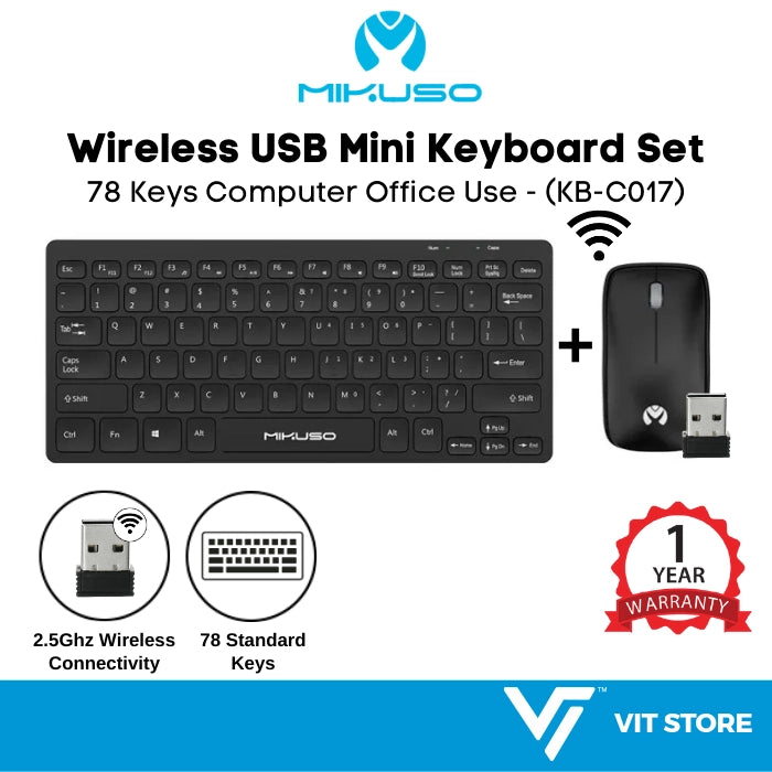 Clavier et Souris Sans Fil Mikuso 2.4GHz – Compact & Léger