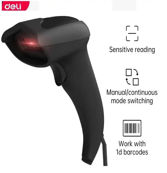 Scanner Code-barres Deli S211 Laser 1D USB Filaire