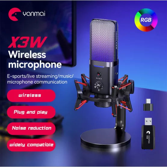 Microphone USB à Condensateur RGB Double Mode Streaming & Gaming
