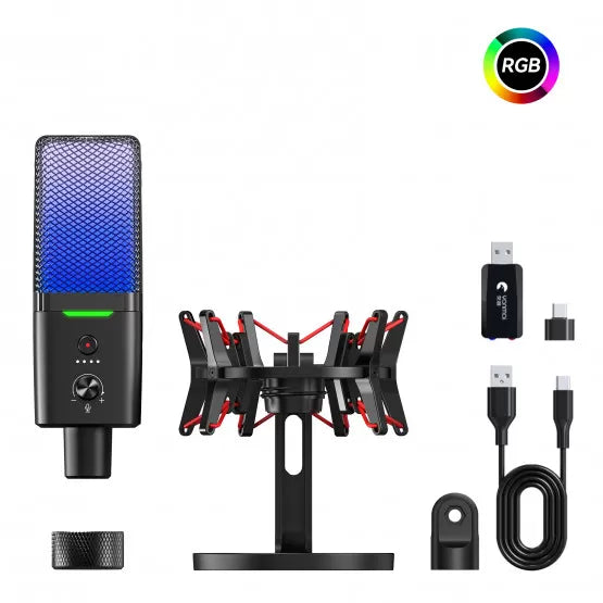 Microphone USB à Condensateur RGB Double Mode Streaming & Gaming