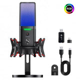 Microphone USB à Condensateur RGB Double Mode Streaming & Gaming