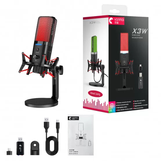 Microphone USB à Condensateur RGB Double Mode Streaming & Gaming