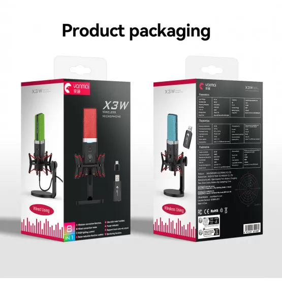 Microphone USB à Condensateur RGB Double Mode Streaming & Gaming