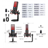 Microphone USB à Condensateur RGB Double Mode Streaming & Gaming