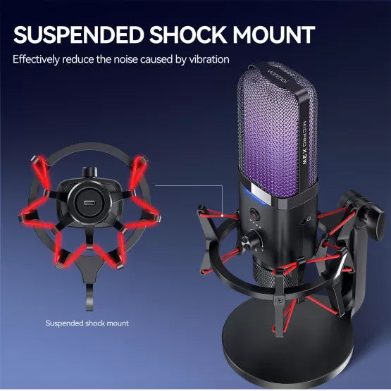 Microphone USB à Condensateur RGB Double Mode Streaming & Gaming