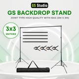 Kit Studio Photo Pro avec 3 Fonds (Vert, Rouge, Bleu) + Support 3x3M – Toile de Fond 3x6M
