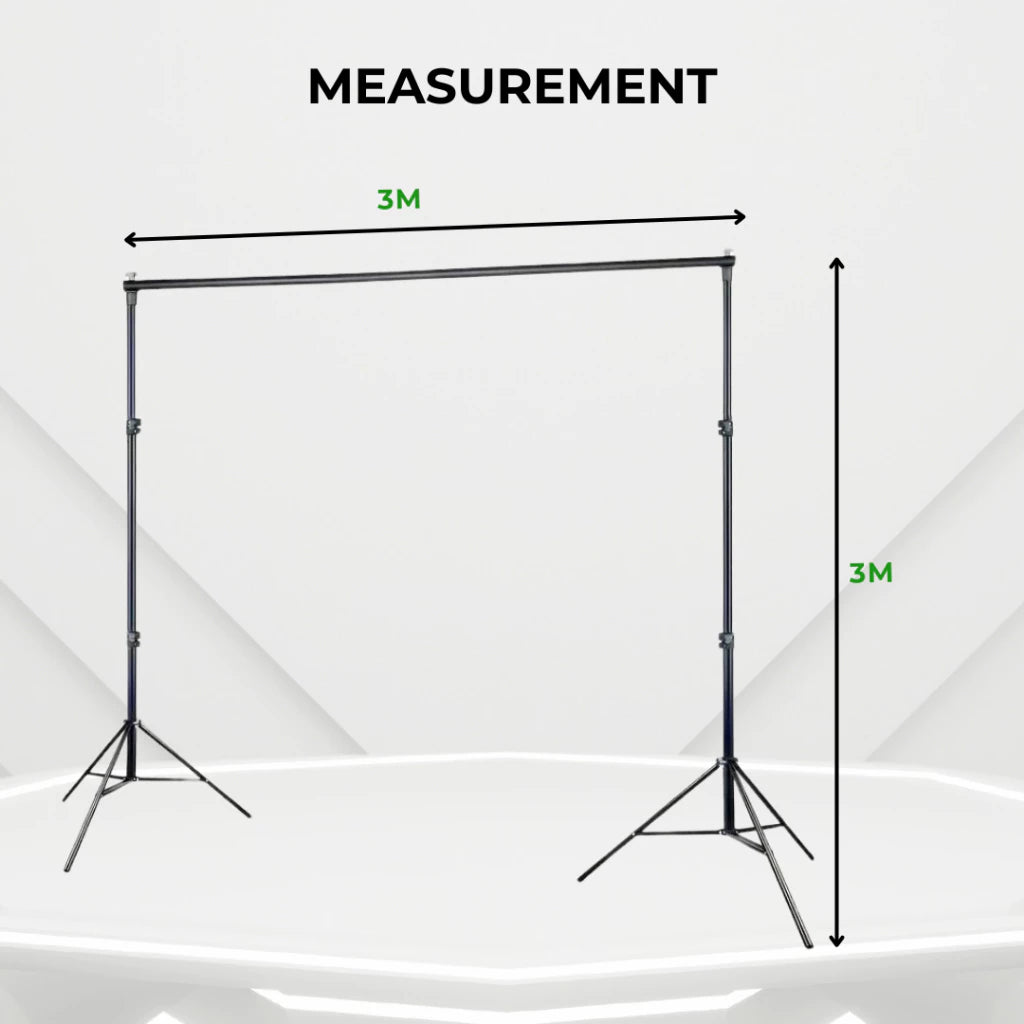 Kit Studio Photo Pro avec 3 Fonds (Vert, Rouge, Bleu) + Support 3x3M – Toile de Fond 3x6M