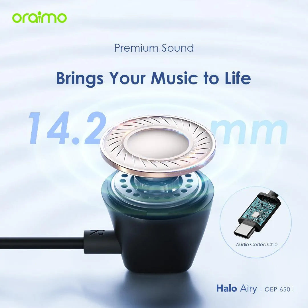 Oraimo Casque Filaire USB-C avec Contrôle Musique et Microphone (Bleu)