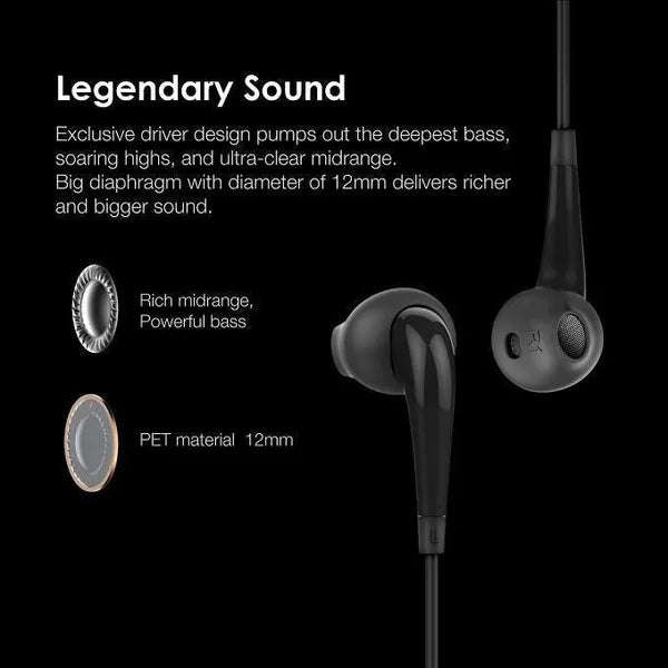 Oraimo Halo 2S Casque In-Ear Filaire Half-In-Ear – Son Légendaire et Confort Ergonomique