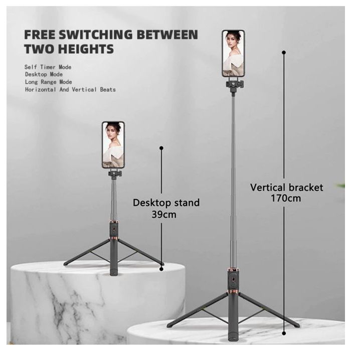 trépied JC20 170 cm avec perche à selfie intégrée