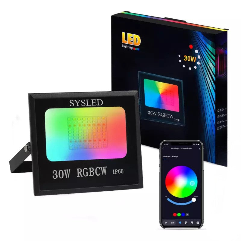 Projecteur LED WiFi Tuya 30W RGBCW IP66 Contrôle SmartLife