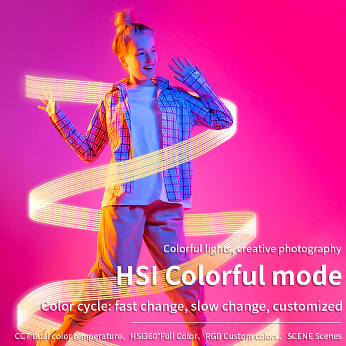 Lumière LED RGB D02 pour Caméra et Smartphone – 10W, Température 2500-9000K, 20 Effets Scènes