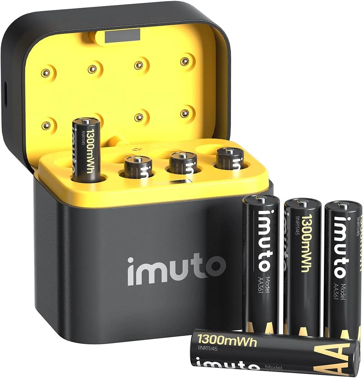 imuto 8 Piles Rechargeables AA & AAA 1300/3000mWh avec Chargeur