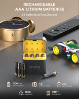 imuto 8 Piles Rechargeables AA & AAA 1300/3000mWh avec Chargeur