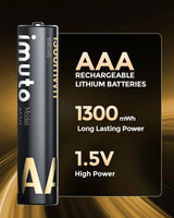 imuto 8 Piles Rechargeables AA & AAA 1300/3000mWh avec Chargeur