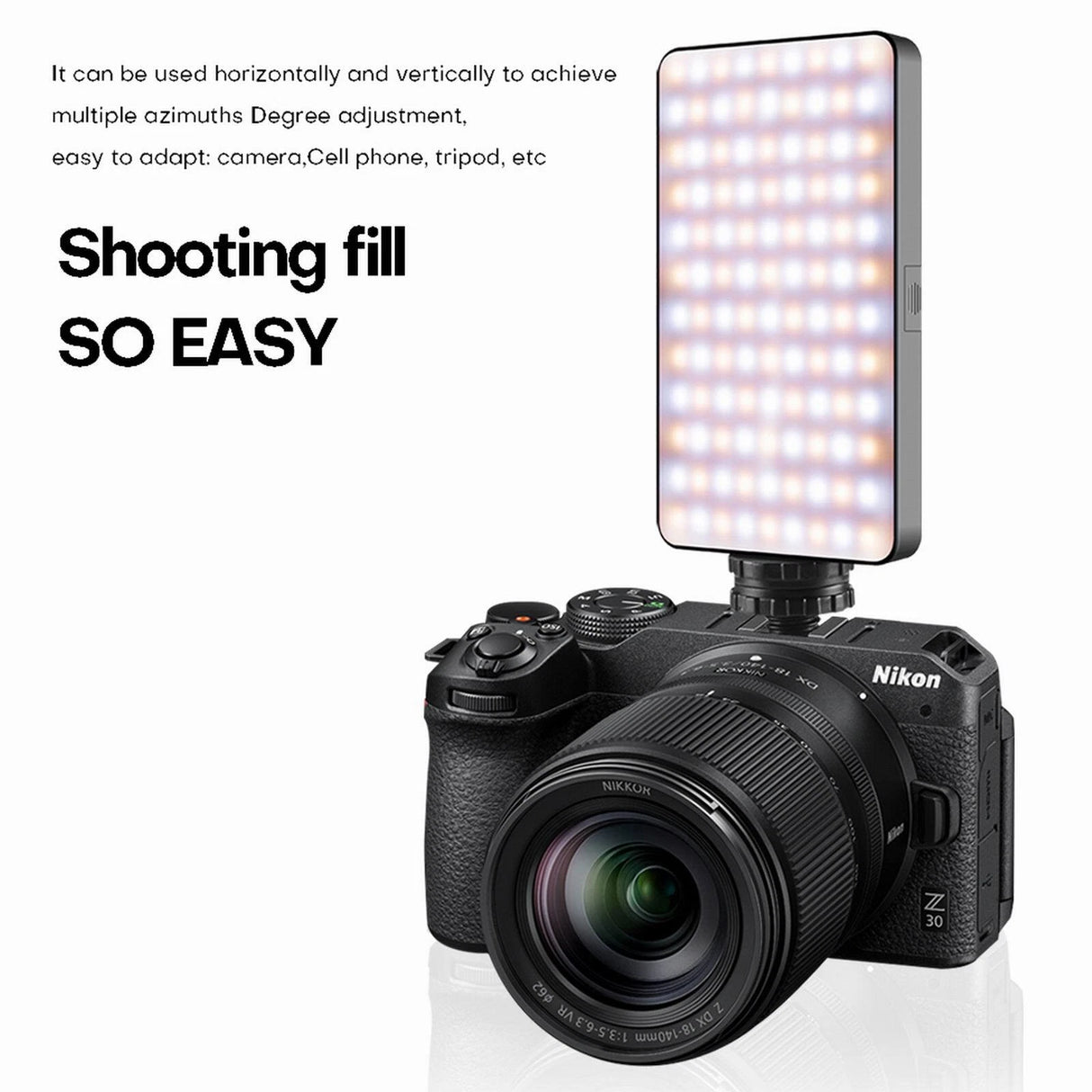 Lampe LED M19 Double Face pour Caméra & Smartphone – Rechargeable 3000mAh, Température 2500-9000K, Aimantée & Portable