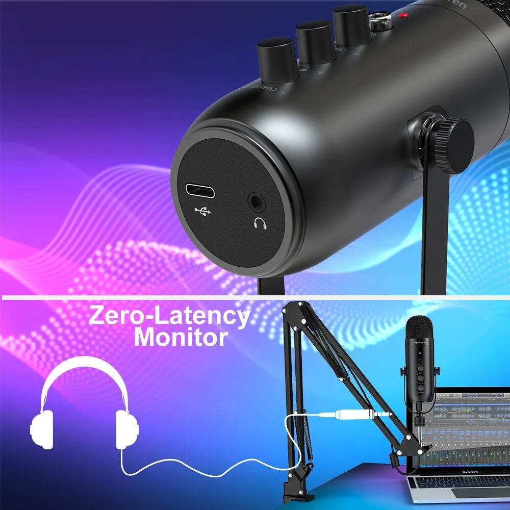 Kit de microphone studio professionnel USB à condensateur cardioïde